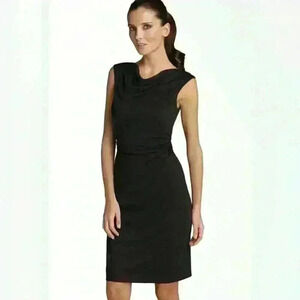 David Meister ruched sleeveless cowl neck dress